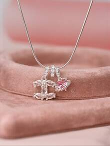 1pc Silver Necklace, Versatile Copper Alloy With Cubic Zirconia, Suitable For Dates, Gatherings, Gifts, And Daily Wear - Silver - View 7