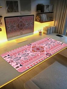 图案桌垫，适用于家庭和办公室的加长型大型鼠标垫、大型游戏鼠标垫、笔记本电脑键盘垫，底部采用防滑橡胶材质，边缘缝合加固。 - 彩色 - 查看 4