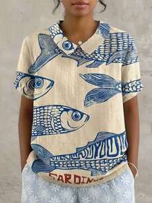 Đầm nữ dáng rộng thoải mái in họa tiết vảy cá, thích hợp cho kỳ nghỉ xuân/hè. - Nhiều màu - Xem 1