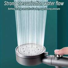 1个5档灰色暂停按钮高流量淋浴喷头，多功能可调节喷洒手持式淋浴喷头，仅适用于浴室和浴缸。 - 方形 - 查看 6