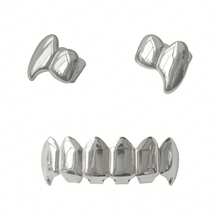 一套男女通用的吸血鬼獠牙牙套，嘻哈风格牙齿饰品，适合派对、节日和日常佩戴 - 彩色 - 查看 5