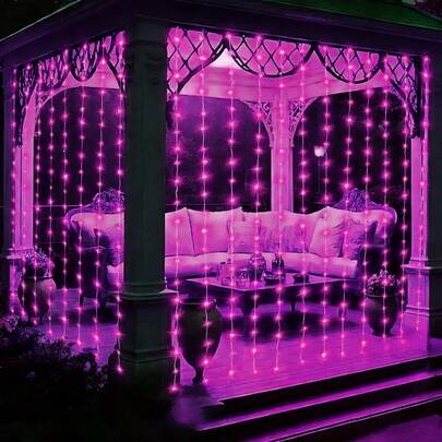 1 pieza Luces decorativas de cuerda para el Día de San Valentín, decoración de boda, luces de hadas, decoración de fondo de pared, decoración de campamento al aire libre, luces colgantes de jardín, iluminación de cocina del hogar, decoración de fiesta, luces de ambiente para sala de estar, dormitorio, cocina, 8 modos de control remoto, alimentadas por USB, luces de cortina LED, iluminación DIY, decoración navideña, decoración de cumpleaños