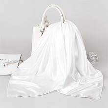 1pc Pure Color Square Scarf, Size Is 35.43inch Inches. Made Of Satin Silky Smooth Material, It Can Be Used In Various Ways As A Headscarf Or Shawl. - 彩色 - 查看 3