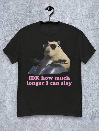 Herr-T-shirts Manfinity Dauomo Rolig Meme Jag Vet Inte Hur Länge Jag Kan Fortsätta Döda Vattensork Med Vattensork Åker Motorcykel Grafiskt Tryck Herr Standard T-shirt Herr Moderiktig Tryck Avslappnad T-shirt Avslappnad Sommar-T-shirt, Bekvämt Fritidskläder För Utomhus