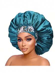 1 /2PCS Hair Basic Satin Bonnet 12 Constellations Personalization Printed Satin Wide-Brimmed Elastic Sleep Cap Hat Satin Hair Cap(Random Printing Pattern) - Green Sm12 - View 42