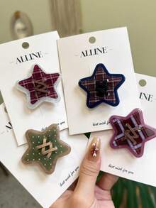 New Star Cute Sweet Duck Clip Plaid Polka Dot Hairpin Twisted Edge Hairclip Simple Girl Hair Accessories - Multicolor - View 1