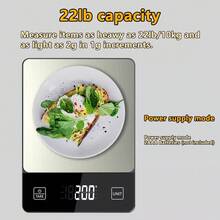 1pc 10kg/22lb Digital Kitchen Scale, Stainless Steel Material, Easy To Clean, Suitable For Baking And Cooking, 1g Precision, LCD Display, Tare Function, ABS Material, Food-, Requires 2 AAA Batteries (Not Included), Precise Ingredient Measurement | Modern Kitchen Scale | Durable ABS Structure - Multicolor - View 9