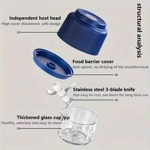 1 Piece Mini Food Processor For Chopping Garlic. Easy To Operate, It Can Effortlessly Chop Garlic Into A Smooth Paste. It Has Powerful Functions, Is Convenient To Use And Easy To Clean, And Is Suitable For Modern Kitchens. - Black - View 5