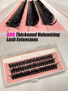 60pcs/Set 80pcs Self-Adhesive Faux Mink Lashes, Fluffy & Soft, 8-16mm Mixed Length Set, Fluffy Individual False Eyelashes, DIY Eyelash Extension, Eyelashes, Eyelash Glue, False Eyelashes - Black - View 6