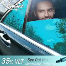 35% VLT - Película de tinte para ventana de coche, película de protección solar para parabrisas de privacidad, bloqueo de calor y rayos UV, membrana resistente a los arañazos, 19.7 pulgadas x 9.84 pies, chapado en azul,41017945 - A - Ver 2