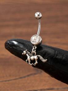 1件西部牛仔风格肚脐环，牛仔帽、牛仔靴、西部马肚脐钉，蓝色绿松石装饰西部肚脐不锈钢人体穿刺饰品 - 彩色 - 查看 16