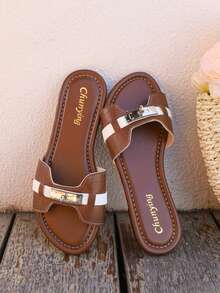 SHUZIA 女士时尚平底凉鞋，夏季度假风，春季鞋履，春假鞋，复活节假日鞋，休闲鞋，沙滩鞋，母亲节礼物，圣诞节礼物 - 棕色 - 查看 5