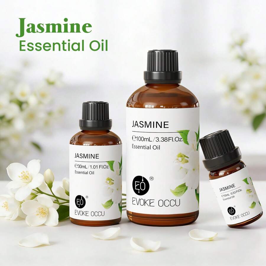 EVOKE OCCU 茉莉精油，100毫升/30毫升/10毫升装，茉莉精油，可用于沐浴、DIY香水、清洁、空气清新、放松、提神，也可用于香薰、加湿器、护肤、按摩、蜡烛和肥皂制作。 - jasmine - 查看 1