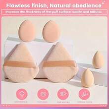 12 Pcs Makeup Sponge Blender Sponges For Liquid, Cream, And Powder, Make Up Sponges For Foundation Powder Puff Face Triangle Face Makeup Puff Wet Dry Dual-Use (Purple) - 膚色12件套裝 - 查看 2