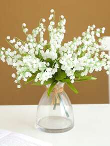 10支仿真铃兰花束，白色塑料仿真花，适用于家居装饰，厨房、餐桌、客厅、卧室、书桌、订婚、婚礼、新娘捧花、派对、情人节、母亲节、感恩节、新年、生日礼物 - 彩色 - 查看 7