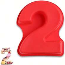 1pc 3D Large Silicone Cake Mold With Numbers, 0-9, Birthday & Anniversary Cake Pan For Baking - Red - View 15