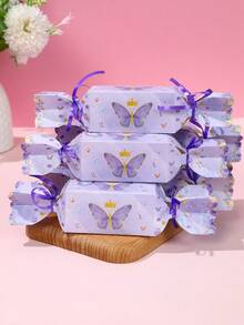 6个紫色蝴蝶礼盒，礼品包装盒，生日礼品包装盒，婚礼回礼盒，生日礼品袋，礼品包装用品，蝴蝶主题生日派对用品，派对礼品袋，蝴蝶装饰，性别揭晓派对，迎婴派对装饰，婚礼装饰 - 紫色蝴蝶 - 查看 2
