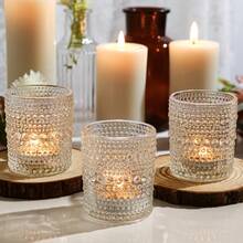 Transparent Glass Candle Holders With Different Sizes Of Crystal Points, Tabletop Decorations/Wedding Decorations/For Birthday Parties, Weddings, Romantic Home Decor Scenes - 2*2.5 Inches - View 4