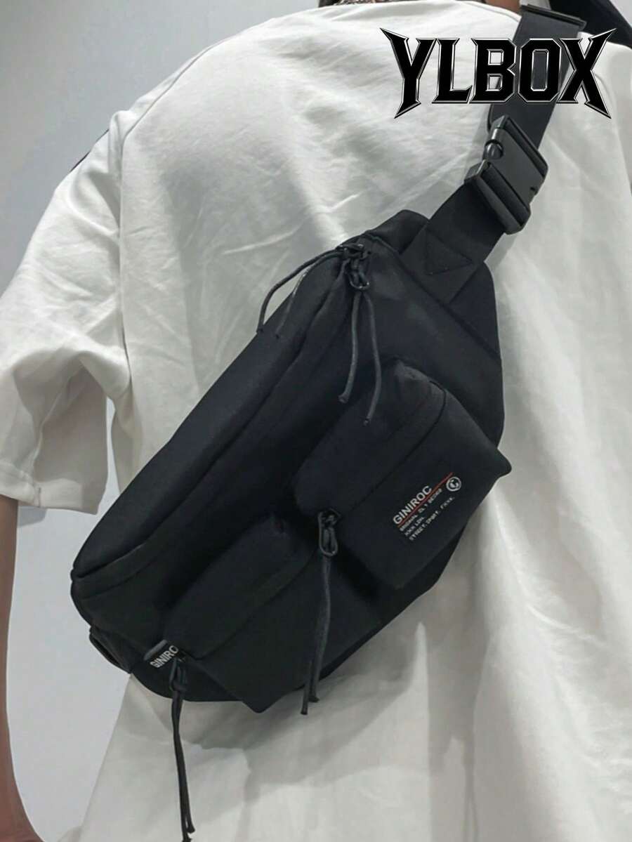 1 chiếc túi đeo hông nam bằng nylon, kiểu dáng thời trang thường ngày, in chữ, màu trơn, dây đeo có thể điều chỉnh, phù hợp cho thể thao, tập thể dục, đi làm, quà Giáng sinh tuyệt vời cho chồng, túi đi xe đạp, túi đeo chéo, túi đeo bụng, túi đựng đồ du lịch, túi đeo ngực ngoài trời dung tích lớn. - màu đen - Xem 1