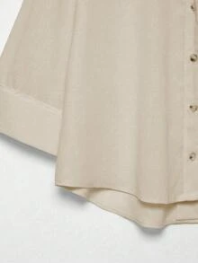 YROOE Fashionable 2025 Women's Casual Minimalist Versatile Shirt, Suitable For Business Casual, Daily Commute, Featuring Turndown Collar And Loose Sleeves, Autumn/Winter - Light Khaki - View 5