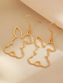 1 Pair Stainless Steel Asymmetric Hollow Rabbit Design Earrings, Simple Casual Elegant Versatile High-End Gifting, Suitable For Women's Daily, Party, And Banquet Wear - Multicolor - View 11