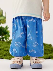 mini bala Quần dài mỏng nhẹ, nhanh khô, mềm mại cho bé trai, thích hợp mặc mùa hè. - xanh và trắng - Xem 2