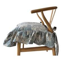 Korean Made Chair Pad Slipcover 17.5'x17.5' Chair Cushion Cover Ties With Ruffle Farmhouse Decor Covers Only, Gift For Mom(Mint Floral) - As - View 1