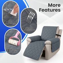 YSTYLE 1-Seater Reclining Relaxing Armchair Cover, 100% Waterproof Armchair Cover, Elasticated Armchair Cover, Reclining Sofa Cover - Dark Grey - View 8