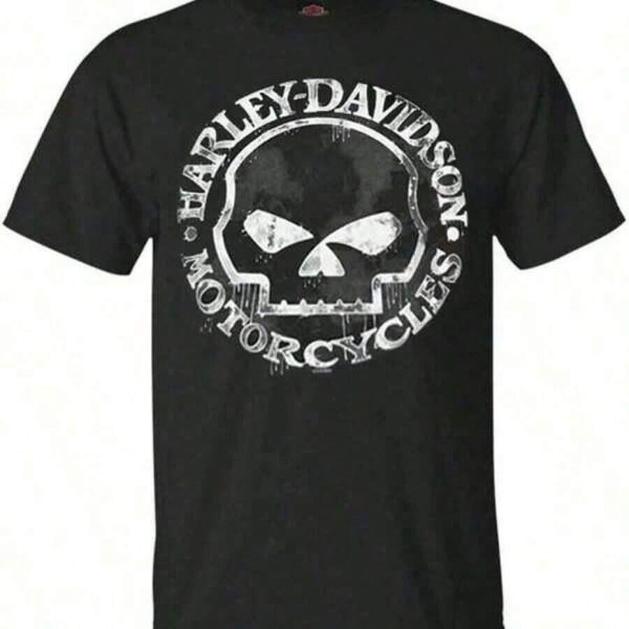 Shirts For Men Men's-Shirt, Hand Made Willie G Skull Distressed 30294030   Tee 8NDR Men's Casual Print Round Neck Short Sleeve T-Shirt Men Women T-Shirt Print Tee - 黑色 - 查看 1