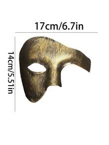 多色半脸面具 | 复古色调万圣节派对道具角色扮演表演面具（男士款） - 彩色 - 查看 4