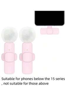 Wireless Lavalier Microphone With Type-C Interface, Plug And Play, 2.4G Ultra-Low Latency, Built-In Noise Cancellation Chip, Suitable For Video Recording, Interviews, Podcasts, Vlogs, 50mAh Rechargeable Battery - Pink - View 11