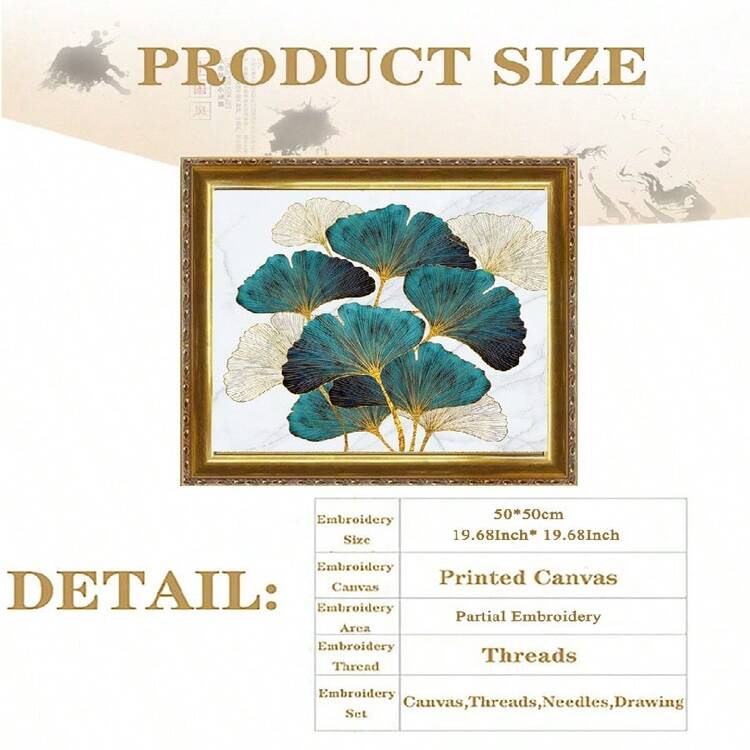 LaoJieYuan 2026 New Style Ginkgo Leaves Field Printed Cross-Stitch Kit Sewing Handicraft Handiwork Painting Magic Different Room Decor Diy Kit Crafts Embroidered Embroidery Kit Cross Stitch Kits Crochet Kit Punch Needle Kit Sewing Accessories Sewing Kit Embroidery Thread Craft Kit Stitch Stuff Sewing Patterns Crochet Craft Supplies Embroidery Kit Beginners Sewing Pattern - Need to Embroider By Yourself, No Frame - View 7