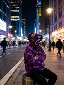 Sudadera con Capucha Unisex Estilo Streetwear | Estampado Camuflaje Detallado con Bordado de Tiburón | Cremallera Completa, Tejido Suave y Cálido | Buzo Ideal para Looks de Pareja, Moda Casual y Uso Diario - Morado - Ver 5