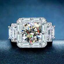 1pc Men's Engagement Ring, Fashion Business Silver Color Alloy Zirconia Decor Ring, Suitable For Men's Daily Wear, Engagement, Wedding, Party, Jewelry Gift, Punk Rings - Silver - View 7