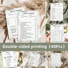 Bộ 40 trò chơi giấy khổ 5x7 inch dành cho đám cưới - Trò chơi đố vui cho cặp đôi mới cưới / Bingo cho khách mời / Trò chơi tìm đồ vật / Trò chơi tìm từ, Trò chơi chủ đề cây bạch đàn cho tiệc cưới và các trò chơi chờ đợi, Trò chơi phá băng trong tiệc cô dâu. - Màu xanh chanh - Xem 6