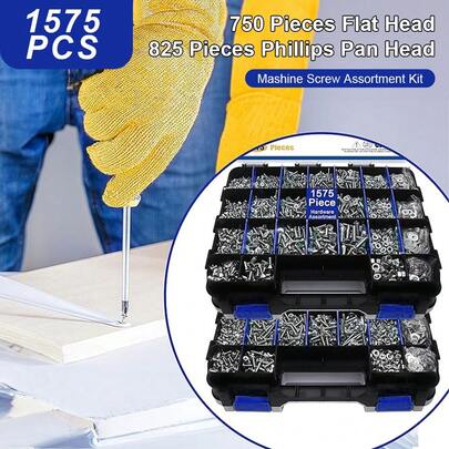 LIPETY 304 Stainless Steel Screw And Nut Assortment Kit, P-Hillips Pan Head & Flat Head Screws, Boxed Organized Set For DIY & Repair