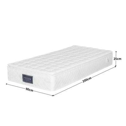 Materasso a molle, 90/140/160 x 200 cm, schiuma fredda a 7 zone, grado di rigidità H3, rivestimento traspirante, altezza 25 cm, certificato 100% Oeko-Tex