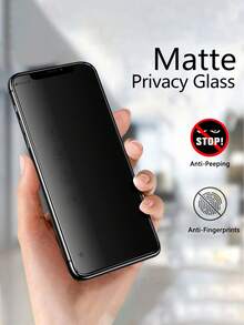 2片/套 磨砂防窥全覆盖钢化玻璃隐私屏幕保护膜，兼容，磨砂防窥，防指纹，防摔，防刮，触感细腻，不留指纹，兼容，兼容手机壳，兼容 17 Pro Max、17 Air、17、16 Pro Max、16 Pro、16 Plus、16、16E、15 Pro Max、14 Pro Max、13 Mini、12、11、XS Max、XR、X - 黑色 - 查看 2