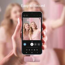 60mAh Battery Wireless Lavalier Microphone, Noise Cancelling, For Live Streaming, Karaoke, Pink - Pink - View 3