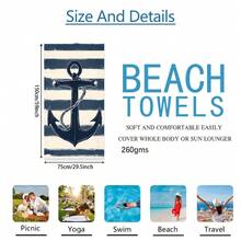 1 chiếc khăn tắm biển họa tiết mỏ neo và rùa biển sọc xanh trắng, chất liệu microfiber siêu mềm, cỡ lớn, thấm hút cực tốt, thích hợp cho du lịch, hồ bơi, lặn biển, lướt sóng, yoga, cắm trại, nhiều kích cỡ khác nhau, phụ kiện bãi biển. - A - Xem 13