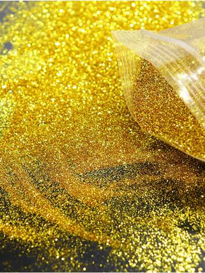 9pcs/Set Champagne Gold Nail Glitter Powder, Fine Glitter Powder 0.2MM, Japanese Style Nail Sequins