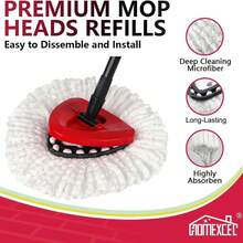 Mop Replacement Heads Compatible With O-Cedar EasyWring Spin Mops 6 Pack-Washable Microfiber Spin Head Refills-Easy Cleaning Mop Head Replacement - A - 查看 7