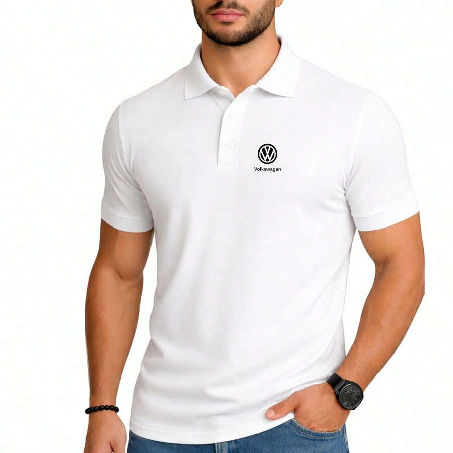 LUZZIAN camiseta  polo masculino casual camiseta   confortável uniforme verão - Branco - Visão 1