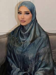 1Pc New Design Hot Printed Hijabs Muslim Premium Ombre Marble Water Print Legant Women Headscarf Hijab, Soft Material Multifunctional Sunscreen/Windproof Headscarf Shawl, Suitable For Daily Life/Holiday Parties/Banquet Occasions - Multicolor 8 - View 20