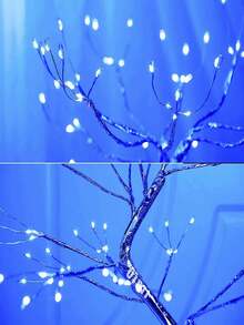 Lámpara De Noche Árbol Bonsái De 108 Luz Led Con Botón Táctil Decoración Interior y Mesa - Azul - Ver 2