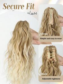 Tóc giả đuôi ngựa dài 12 inch, kiểu cổ điển, xoăn nhẹ, có kẹp càng cua, thích hợp cho nữ (Màu nâu gừng) - Nhiều màu - Xem 6