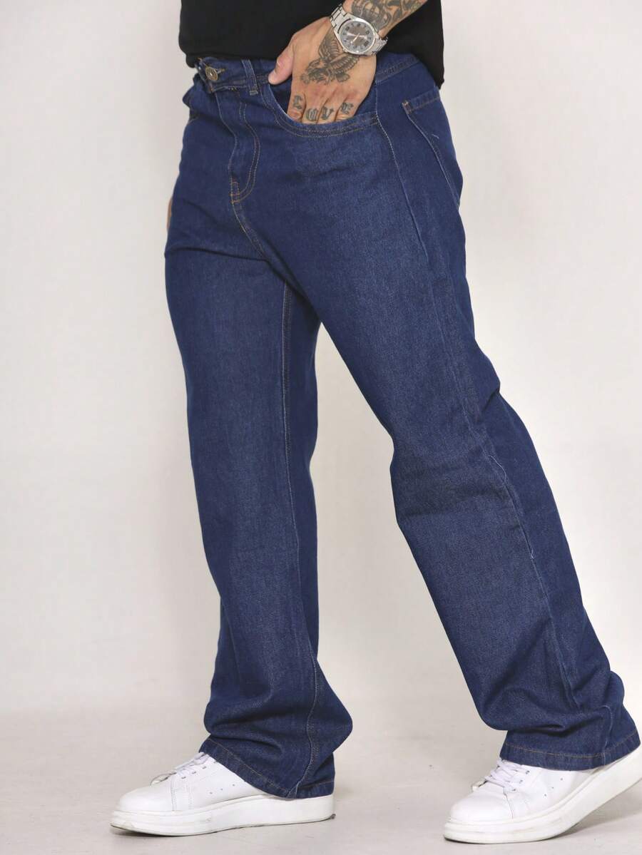 Calça Balao Jeans Masculina Oversize Perna Larga sem Elastano