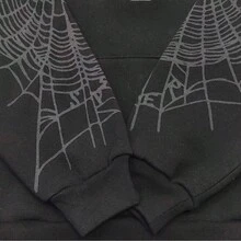 SP5DER Men/Women Hoodies Graffiti Number 5 Print Hoodie Unisex ,Y2k Streetwear Oversized Hooded Pullover Pocket Sweatshirt - 黑色 - 查看 8