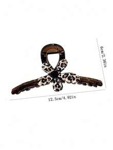 1个豹纹花卉巧克力棕色爪形发夹，新款时尚高端发饰，秋季时尚女士发夹，优雅爪形发夹，冬季发饰，女士蝴蝶结，适合节日装扮 - 多色 - 查看 7