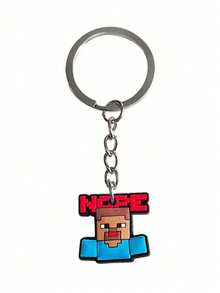 1/5/10个装像素大战像素网格主题生日派对礼物软PVC钥匙扣，包含史蒂夫、艾利克斯、苦力怕角色钥匙扣，可作背包装饰、汽车挂饰、背包吊坠，适合生日、节日、万圣节、圣诞节、周年纪念日礼物 - 彩色 - 查看 6